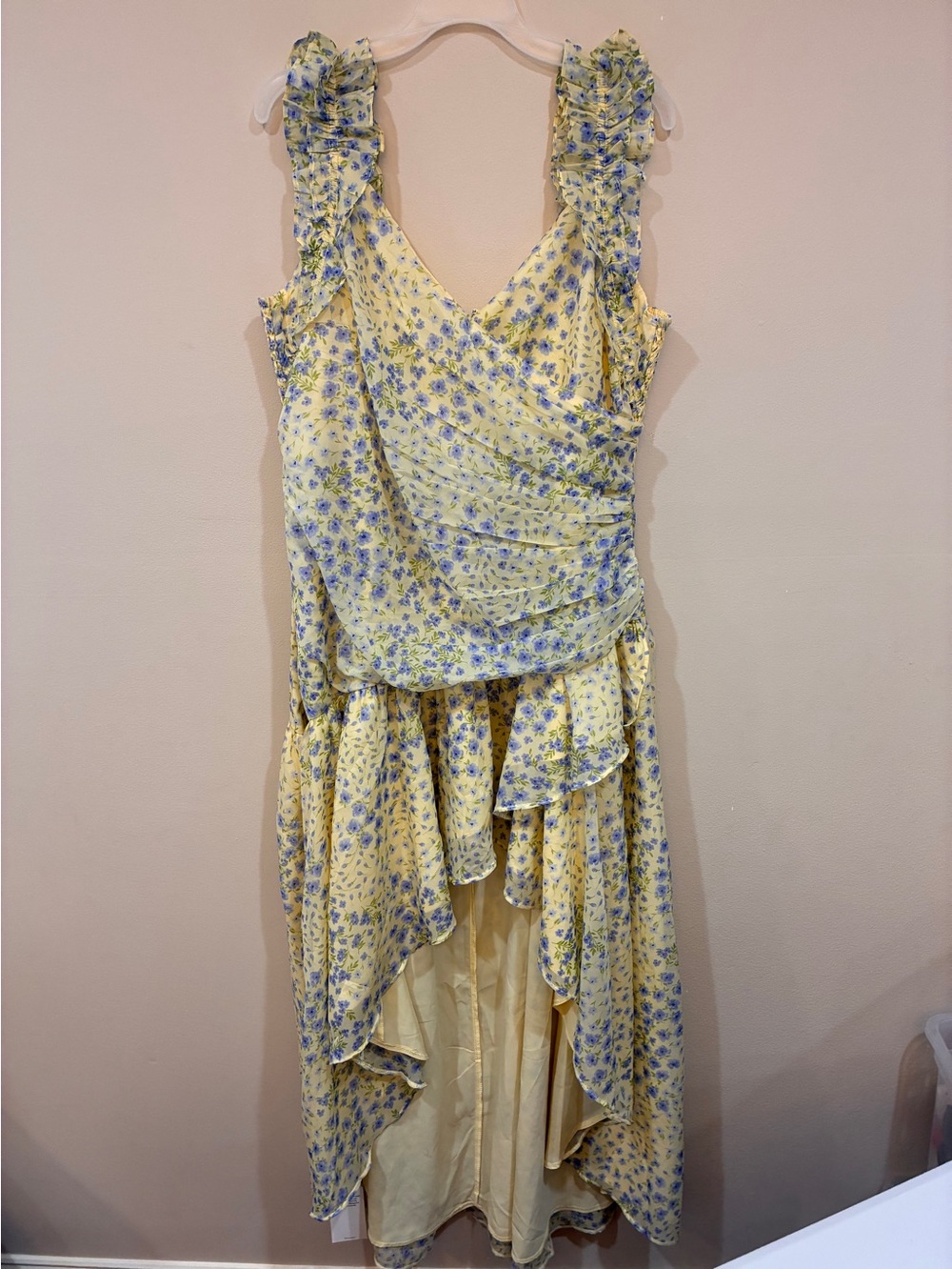 Abercrombie end Fitch hi low Yellow Floral Ruffle Summer Dress